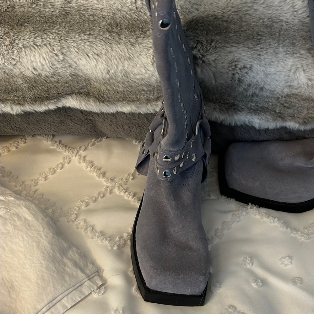Jeffrey Campbell Gray Studded Heeled Boots - Picture 4 of 4